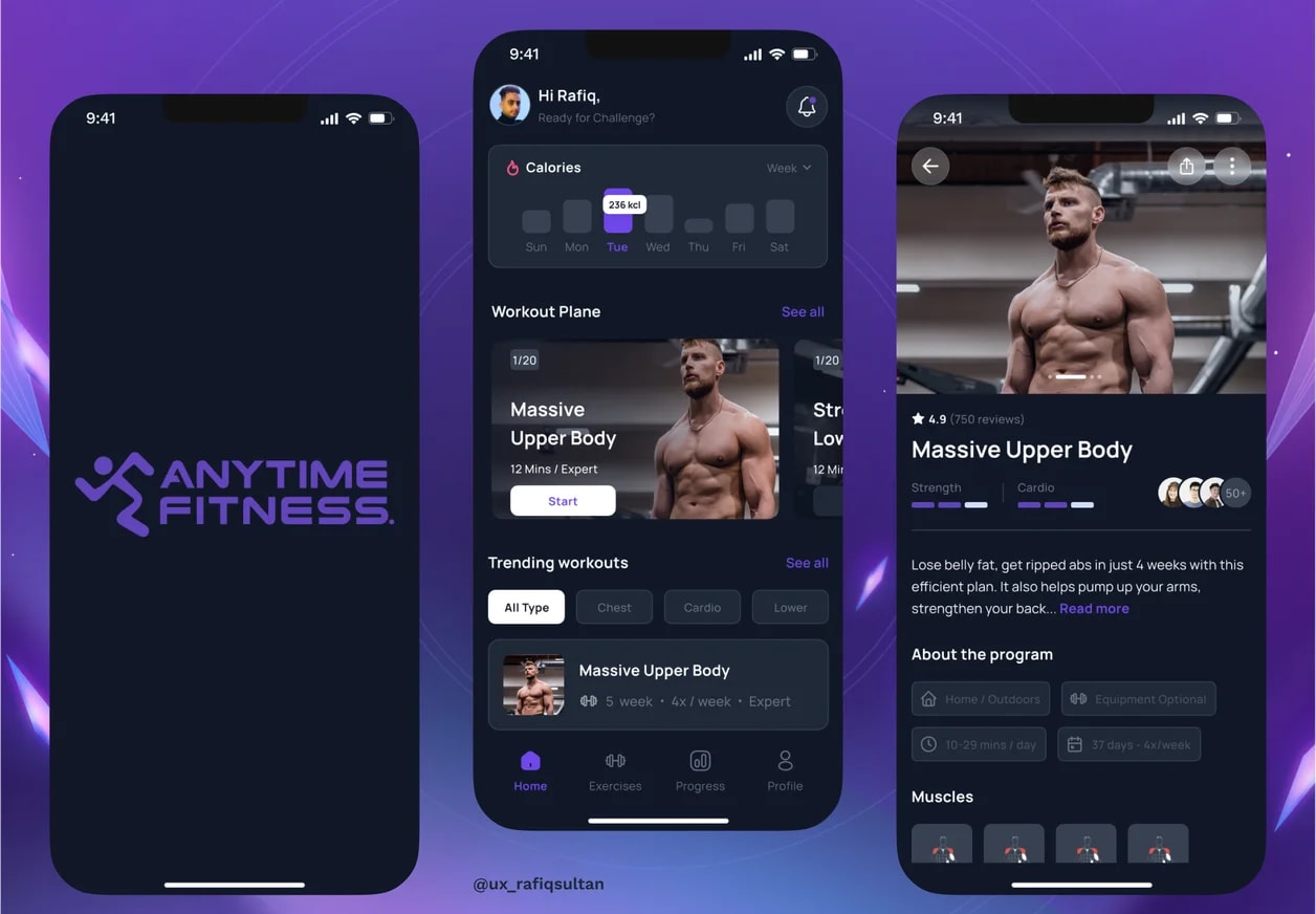 AnyTimeFitness App UI UX — showcase